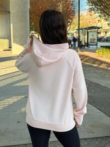 SAYEHFBABY Modal Silk Touch Oversized Long Sleeve Half-Zip Sweatshirt Valentine's Day - Pink - View 2