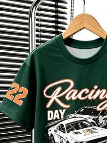 Tween Boys Racing‑Car Letter‑Graphic Short‑Sleeve Tee & Side‑Stripe Jogger Pants 2‑Piece Street Casual Outfit - Multicolor - View 5