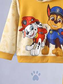 SHEIN | PAW Patrol 男童棕色米色拼接卡通狗字母印花連帽衫套裝 秋季休閒寬鬆長袖羅紋袖口 返校穿搭 冬季 - 彩色 - 查看 4