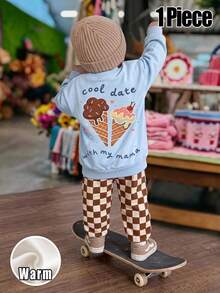1pc Boys Casual Long Sleeve Crew Neck Sweatshirt, Cute Ice Cream Print, Suitable For Daily Wear, Outings, Autumn/Winter - Multicolor - View 1