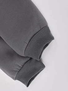 SHEIN Casuvi Kids 青少年女孩字母抓絨內裡 2 件式運動衫寬腿褲套裝，對比腰帶運動服，寬鬆休閒裝，秋季假期正式粉色 - 彩色 - 查看 8