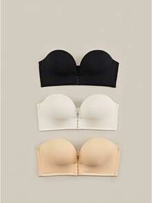 Bralution Women's Solid Color 3-Pack Strapless Bras - Multicolor - View 11