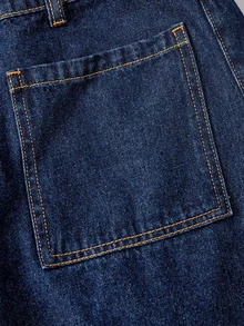 EMERY ROSE Plus Size Women's Button Fly Wide Leg Loose Casual Denim Jeans - Blue - View 7