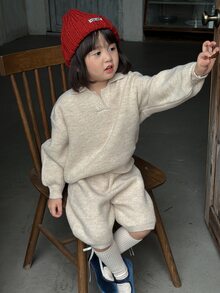 DAZY Bộ áo polo tay dài và quần short cho bé gái, phong cách thường ngày mùa thu - Màu Khaki - Xem 6