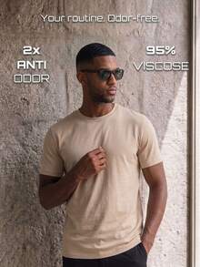 TekDrob Double Anti-Odor Heavy Viscose T-Shirt With Crew Neck And Slim Fit - Apricot - View 1