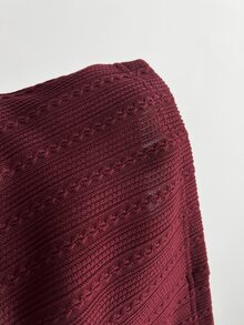 Mori Grove Mori Grove Women's Autumn/Winter Christmas Burgundy Napoleon Plush Patchwork Off-Shoulder Fitted Mini Bodycon Dress - Burgundy - View 3