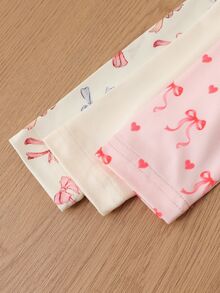 SHEIN 新生女嬰秋季休閒中性長袖T恤蝴蝶結元素可愛連身衣 適合家庭穿搭 米色/粉色/白色 - 彩色 - 查看 6