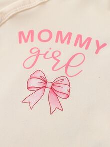 SHEIN 新生女嬰秋季休閒中性長袖T恤蝴蝶結元素可愛連身衣 適合家庭穿搭 米色/粉色/白色 - 彩色 - 查看 7