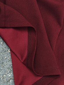 MaterniWear Đầm bầu ôm dáng tay choàng màu trơn thanh lịch cho mùa thu - Màu Đỏ Sâu - Xem 7