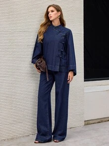 Selenza Women's Casual Versatile Daily Denim Jacket - Blue - View 3
