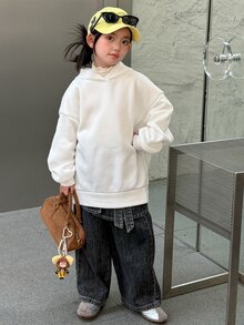 Dazy Kids Tween Girl Hip Hop Back Lip Graphic Print Sweatshirt Hoodies Fall - White - View 2