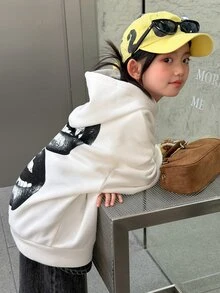 Dazy Kids Tween Girl Hip Hop Back Lip Graphic Print Sweatshirt Hoodies Fall - White - View 1