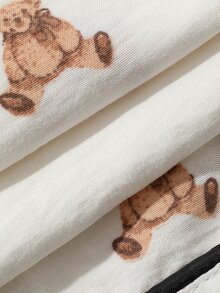 Livesso Women's Cartoon Print Top And Textured Long Pants Pajama Set Fall - White - View 8