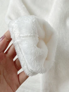SHEIN 青少年女孩聖誕睡衣 白色粉色刺繡毛絨抓絨圓領長袖秋季上衣 & 愛心印花長褲 2件套，萬聖節睡衣，舒適 - 粉色 - 查看 6