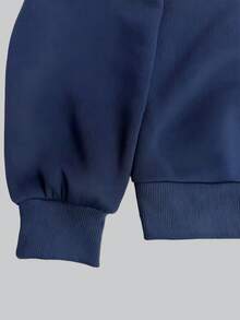 INAWLY Women's Casual Contrast Color Collar Drop Shoulder Sweatshirt, Autumn/Winter - Navy Blue - View 6