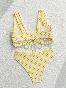Swim Vcay Sweet Floral Random Print Wide Strap Bust Tie Bikini Set For Women - Multicolor - View 4