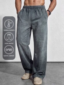 Manfinity Homme Men's Solid Color Casual Versatile Daily Wear Long Pants - Flint Stone - View 2