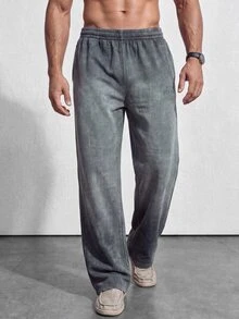 Manfinity Homme Men's Solid Color Casual Versatile Daily Wear Long Pants - Flint Stone - View 8