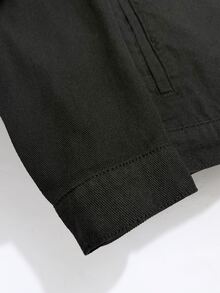 QuarKem 男士復古黑色翻領工裝牛仔夾克帽 - 黑色 - 查看 7