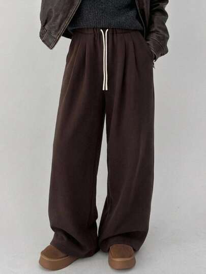 DAZY Women's Drawstring Waist Solid Color Casual Loose Sweatpants