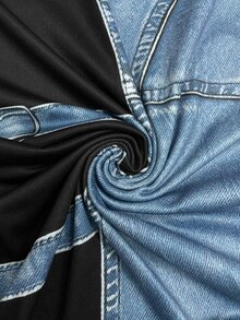 Rovax New Hot-Selling Denim Effect Print Sexy Rave Techno Sensual Women's Short Dress Going Out Night Out Club Black Fall - Multicolor - View 8