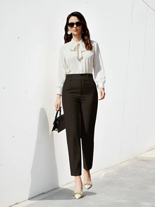 Aveloria Modichic Only 1 Women's Solid Color Simple Daily Suit Pants  - Coffee Brown - View 3