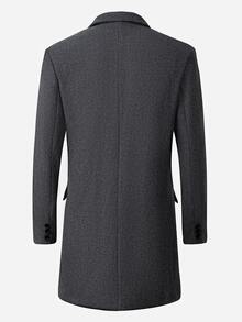 Manfinity Mode Men's Dark Gray Notch Lapel British Style Business Casual Elegant Overcoat - Dark Grey - View 2