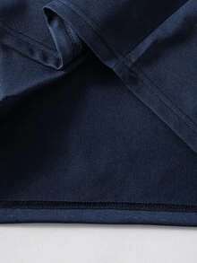 SHEIN 2件組青少年男款休閒街頭風寬鬆對比色拼接字母印花T恤與運動長褲套裝，Sixth Form 騎行風格，海軍藍，夏季 - 藍色 - 查看 7