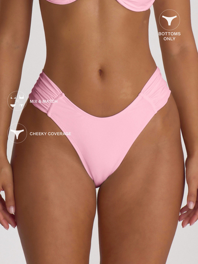 Musera Resort Ruched Side Cheeky Fit Bikini Bottoms Swim Vacation Holiday Summer Travel Beachwear Basics Swimwear Solid Colour Resort Core Fall Autumn