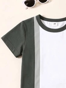 1 Random Set, Young Boys Horse Graphic White Short Sleeve T-Shirt And Shorts Outfit Birthday Beach - Multicolor - View 5