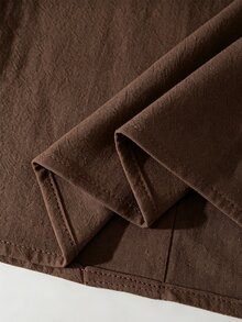 SHEIN LUNE 女款白色方領蕾絲拼接休閒襯衫 - 咖啡棕 - 查看 4