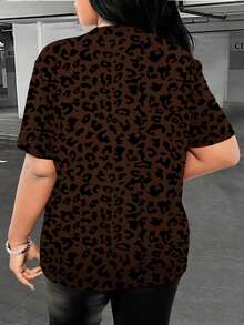 Dekonique Dekonique New Arrival Women's Fashion Leopard Print Round Neck Short Sleeve T-Shirt - Multicolor - View 2