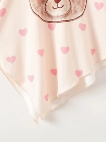 SHEIN 2pcs/Set Baju Anak Perempuan Balita Lengan Panjang Asimetris Leher Sedang & Celana Panjang Mengembang, Atasan dengan Dekorasi Motif Beruang, Atasan dan Celana dengan Desain Hati yang Serasi, Modis dan Mewah, Cocok untuk Musim Semi dan Gugur, Sempurna untuk Pemakaian Sehari-hari, Memberikan Berbagai Pilihan untuk Lemari Pakaian Bayi dan Aktivitas Sehari-hari - Berwarna merah muda - View 7