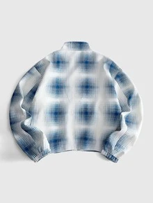 ROMWE MEN Men's Abstract Polka Dot Streetwear Jacket - Blue and White - View 2