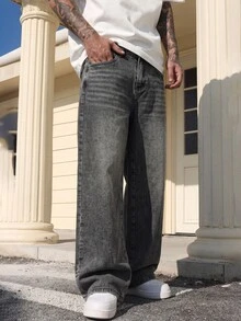 QuarKem Men's Casual Daily Travel Denim Jeans With Pockets - Light Grey - View 3