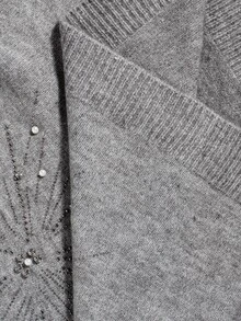 Aveloria Modichic Women's Knit Vest Regular Straight Fit Round Neck Sleeveless Radial Rhinestone Pearl Elegant Grey Solid Fall Clothes Tops Dinner Everyday - Grey - View 9