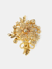 Aravennia 3pcs Vintage Faux Pearl & Rhinestone Butterfly Flower Brooch Set, Elegant Accessory For Suit, Coat, Gift For Friends And Mothers - Gold - View 6
