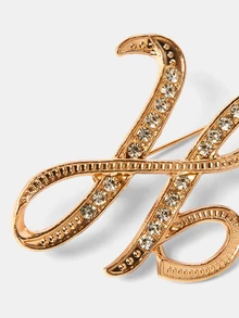 Aravennia 1pc A-Z Letter Brooch, European Style Rhinestone Pin, Alloy Material, Inlaid With Sparkling Gemstones - Multicolor - View 13