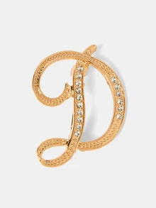 Aravennia 1pc A-Z Letter Brooch, European Style Rhinestone Pin, Alloy Material, Inlaid With Sparkling Gemstones - Multicolor - View 9