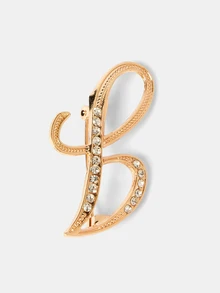 Aravennia 1pc A-Z Letter Brooch, European Style Rhinestone Pin, Alloy Material, Inlaid With Sparkling Gemstones - Multicolor - View 6
