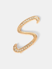 Aravennia 1pc A-Z Letter Brooch, European Style Rhinestone Pin, Alloy Material, Inlaid With Sparkling Gemstones - Multicolor - View 7