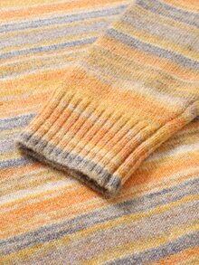 Manfinity CasualKnits 男士條紋休閒日常穿著長袖針織衫 - 黃色 - 查看 4