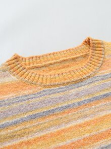 Manfinity CasualKnits 男士條紋休閒日常穿著長袖針織衫 - 黃色 - 查看 3