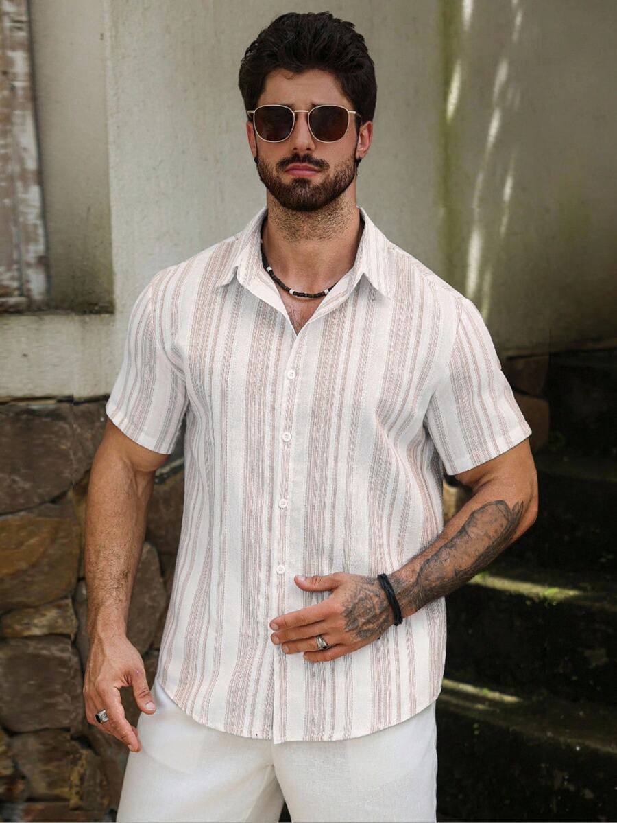 VENTUSAIL Men's Casual Striped Shirt, Summer - Multicolor - View 1