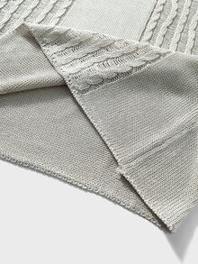 Manfinity Hypemode Autumn New V-Neck Long Sleeve Lightweight Pullover Cable Knit Versatile Men's Sweater - Light Grey - View 8