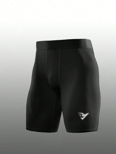 Gym Rark Men's Graphic Print Contrast Color Elastic Waist Slimming Sports Tight Shorts, Gym