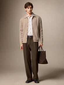 Calmiston Men's Solid Color Casual Versatile Daily Wear Cardigan - Multicolor - View 5