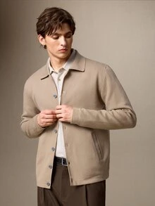 Calmiston Men's Solid Color Casual Versatile Daily Wear Cardigan - Multicolor - View 4