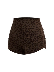 SHEIN Cheerettes Leopard Print High Waist Slim Fit Sports Shorts - Multicolor - View 7