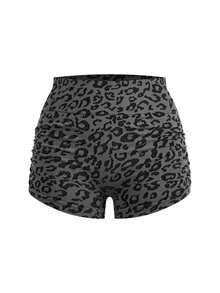 SHEIN Cheerettes Leopard Print High Waist Slim Fit Sports Shorts - Multicolor - View 11
